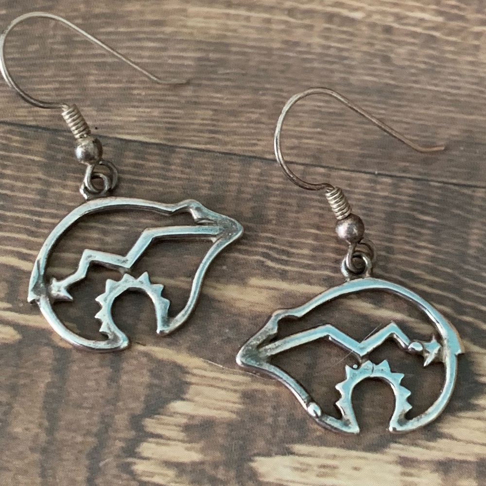 Vintage Silver Hopi Bear Earrings